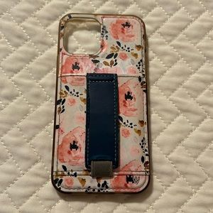 Walli Case, iPhone 12/12 Pro, pink and navy floral, fair condition